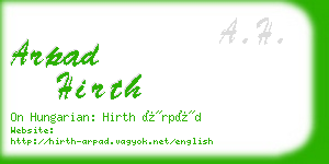 arpad hirth business card